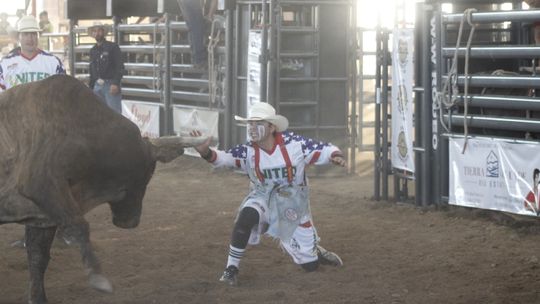 Thrall bull fighter Dawson Solis has no problem grabbing life and the bull by the horns at this year’s Blackland’s Buckout. 