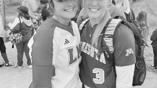 Lindsay O’Dell (left) and Addison Leschber posing for a picture together after playing their game against one another. Courtesy Photo