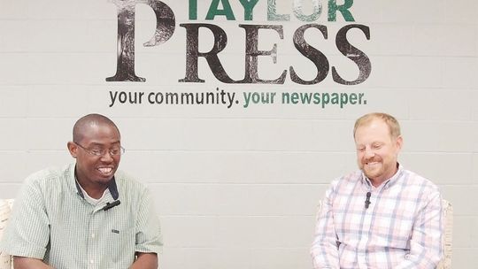 Tyler Bybee (right) talks about upgrades, new programs and more form Parks and Recreation during Taylor Talk with Jason Hennington (left).