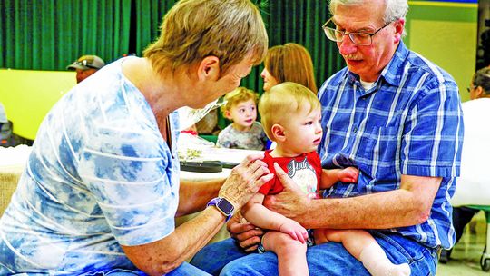 Jude Martin enjoys hosting her grandparents, Steve and Norma Marquart, at Taylor ISD’s Child Development Center.