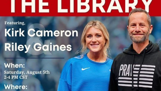 Actor and Christian activist Kirk Cameron and former competitive swimmer Riley Gaines will visit the Taylor Public Library, 801 Vance Street, to read BRAVE books. Courtesy photo