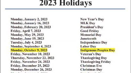 Indigenous Peoples Day has been added as one of the holidays in 2023. The holiday takes the place of Columbus Day Oct. 9. Courtesy of the city of Hutto