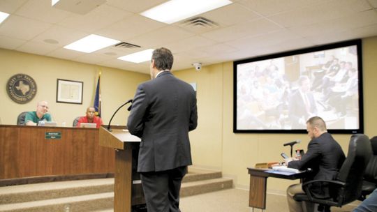 Focused Advocacy Partner and General Counsel Snapper Carr addresses the Taylor City Council March 9. Photo by Nicole Lessin