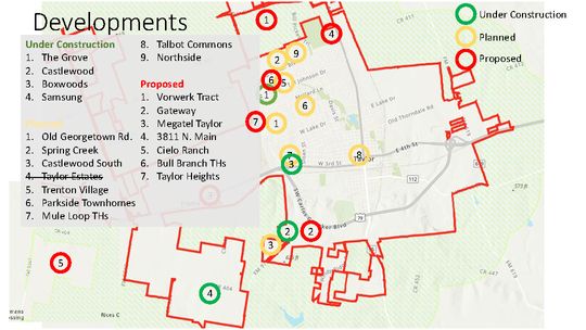 Here is a map of development projects within Taylor. Courtesy graphic / City of Taylor