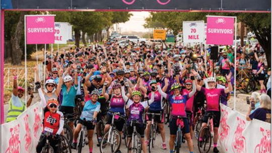 Cyclists prepare to begin the 2023 Texas Mamma Jamma Ride in Taylor Sept. 16. The ride has been in Taylor since 2021 and is a fundraiser for breast cancer screenings. Photos courtesy of Lone Star Circle of Care