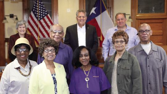 The family of Dr. James Lee Dicky and members of the Dickey Museum and Multipurpose Center attended the Williamson County Commissioners’ court Feb. 28, to receive a proclamation for Dr. Dickey. Photo by Jason Hennington