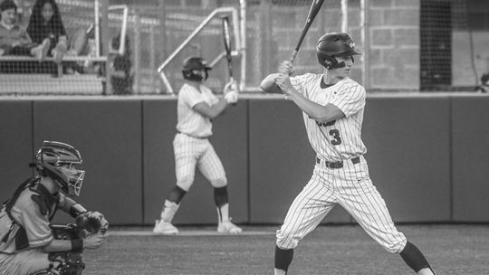 Jake Jansky standing in the batter’s box before hitting an RBI single. Photo By Larry Pelchat