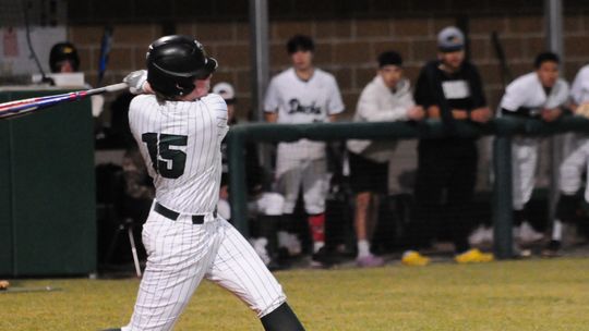 Jackson Schroeder exploded for a single, double and triple and drove in two runs in the Ducks shutout win over Thorndale in the Cameron tournament last Saturday, March 5. 