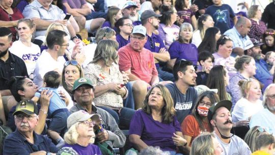 Granger ISD fans pack the football stadium during the homecoming game last fall. Fans could be in new stadium someday if a bond passes in May. Photo by Matt Hooks