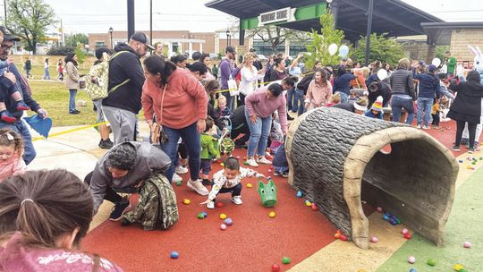 Heritage Square was filled with eggs and children of all ages hunting them. Photo by Kendra Maness