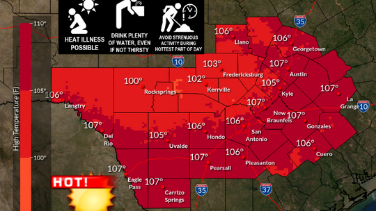 Here are the region's highs for Sunday, July 10, per the National Weather Service. Courtesy graphic / National Weather Service