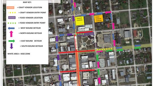 Here’s a map of planned areas and detours for this year’s Blackland Prairie Days. Courtesy graphic / City of Taylor