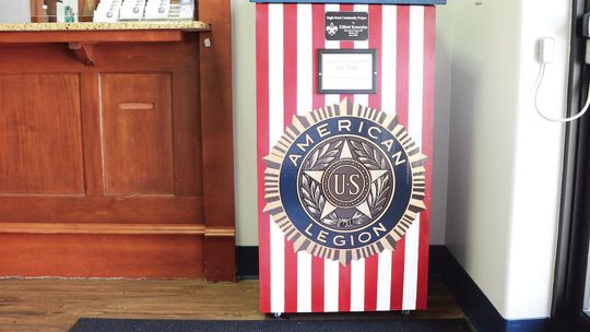 In Hutto, residents can find special drop-off boxes like this one at the Hutto P.D. Flags can be dropped off year-round. Photo by Edie Zuvanich.