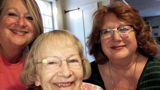 Author Ruth Doan MacDougall (center), Taylor High School librarian Lynn Butler (left) and editor Jennifer Davis-Kay chat during a 2021 visit at the author’s home. Courtesy photos