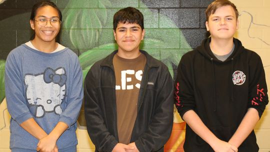 Three Taylor High School students advanced this year from Regional to Area Band. They are (from left) Kenny Calvo, Miguel Ruiz and Josh Courtney. Photo by Tim Crow