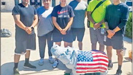 New police officers made sprucing up the police department hippo one of their first acts of community service. Source: City of Hutto