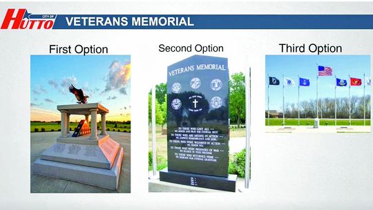 Three options for a memorial design. Council members mostly preferred the first option. Photo Courtesy of City of Hutto