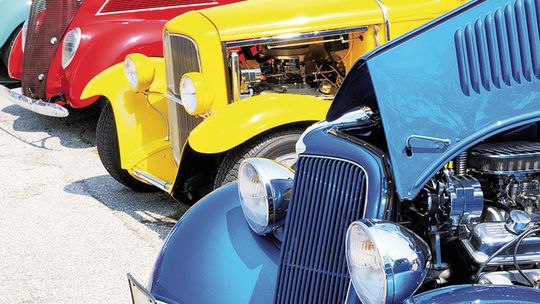 Hot rods on display in Holland