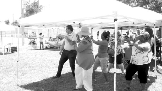 Visitors of the Juneteenth celebration do The Wobble at the May 2019 event at Fannie Robinson Park in Taylor. File photo