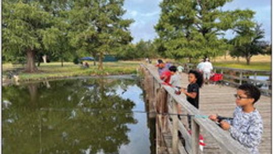 Children accompanied by their guardians enjoyed angling and fun at Kid Fish, held Sept. 16 in Bull Branch Park. Photos courtesy of Taylor Parks and Recreation Department