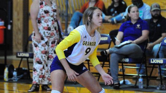 Lady Lion Mattie Wilkie gets set for a serve during a game last season.