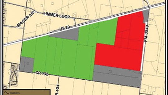 Megasite location, TIRZ 3 boundaries. Source: City of Hutto