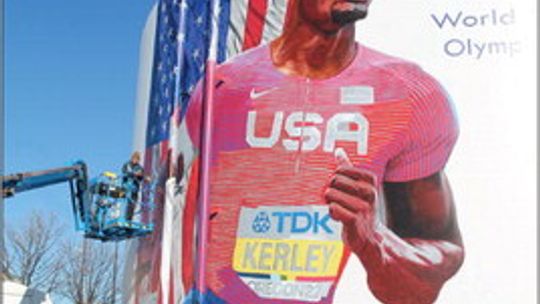 Fred Kerley is the fastest man in the word, and he is from Taylor. A mural has been painted on the water tower at 1601 N. Main St. The mural was painted by local artist Adam Davenport. A dedication ceremony will be held Saturday, Feb. 4 at 10 a.m. at the water tower. Photo by Nicole Lessin