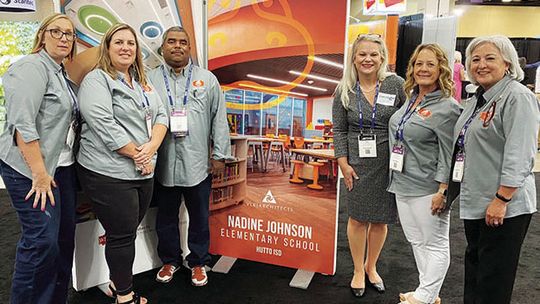 Hutto ISD school board members (from left) Shannon Jacobs, Shara Turner, Terrence Owens, Amy English and Billie Logiudice, along with Superintendent Celina Estrada-Thomas represent Hutto ISD at the TASA | TASB Convention in San Antionio. Courtesy photo