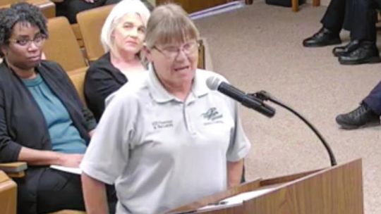 Sandy Perio, Taylor animal control supervisor, answers questions in front of the Taylor City Council during the May 26 meeting at the city hall. Captured via screenshot / City of Taylor