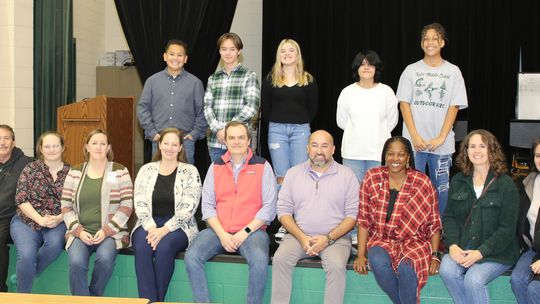 The Taylor ISD Ambassadors are greeted by student leaders at Taylor Middle School. Ambassadors were treated to a tour of the middle school campus. Photo by Tim Crow