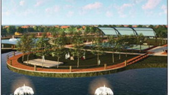 Draft rendering of Fritz Park showing the future water feature with trail. Courtesy Photo / City of Hutto