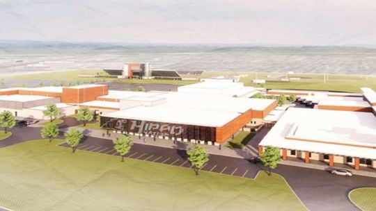 The Hutto High School modernization project, now in its first two of four planned phases, was approved as part of the $194.4 million 2019 bond. Photo courtesy Hutto Independent School District
