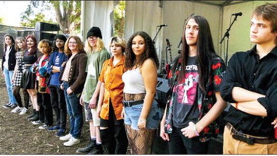 (From left) Marissa Eddleman, Emma Larsen, Emma Adams, Bari Sadsad, Ansh Tripathi, Isa Sigler, Aedyn Gibson, Noah Doklovic, Margaret Irving, Seamus McClintock, Jackson Savoy Oct. 9 at the Austin City Limits Festival. Courtesy photos