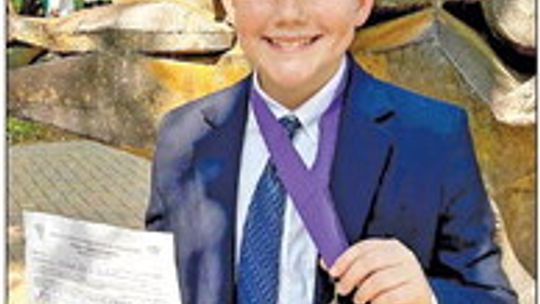 St. Mary’s fifth grader, Gunner Streit placed first in Poetry Interpretation with the poem, “Paul Revere’s Ride,” by Henry Wadsworth Longfellow. Courtesy photos