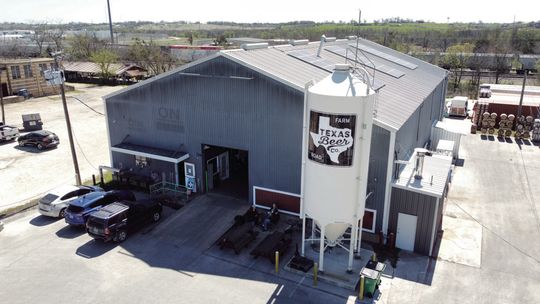 An aerial shot of the Texas Beer Company Brewery &amp; Biergarten at 1331 W. Second St. Courtesy photo by Tim Boonstra