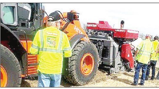 City workers test street reclamation equipment at the City of Taylor Cemetery. Courtesy photo / City of Taylor