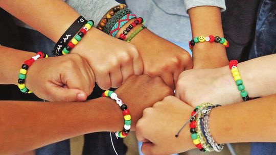 Students at Farley Middle School created unity bracelets to honor Black History Month. Photos courtesy of the Hutto ISD Facebook page