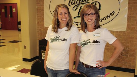 Mullins (left) and Rachael Westerman represent Taylor-Aides at Taylor ISD’s Meet the Principals event Aug. 2. If you are interested in volunteering in the Taylor schools, Taylor-Aides are ready to help you get started. For more information, visit http://www.taylorisd.org. You may also cont...