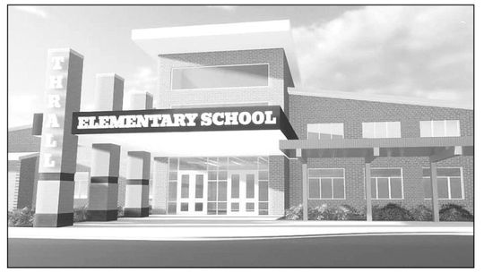 Here is rendering of a potential new elementary campus at Thrall ISD. The entrance design resembles the current high school. Facebook / Thrall High School