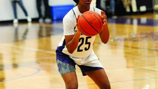 Tigerettes freshman Nevaeh Irvin shooting a free throw. Photo by Larry Pelchat