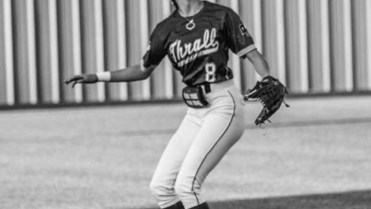 Mikayla Velasquez getting underneath a ball to secure an out for her team. Photo By Larry Pelchat