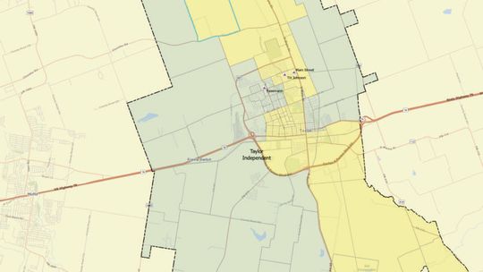 Proposed zones for Pasemann Elementary and Main Street Intermediate Schools to be implemented next fall. Courtesy Taylor Independent School District