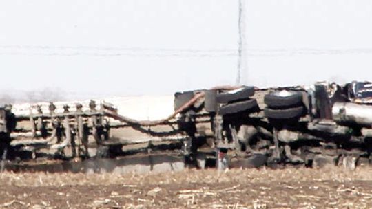 An overturned tanker lays along the side of Chandler Road Jan. 26. Photo by Nicole Lessin