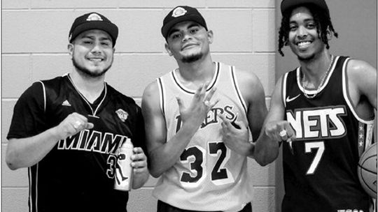 The 2022 Taylor Press 3-on-3 Basketball Tournament winners of the 18-and-older division, The Knightz, proudly show off their championship rings. From left to right: Sonny Martinez, Eric Garza and John Foster. Photos by Jason Hennington