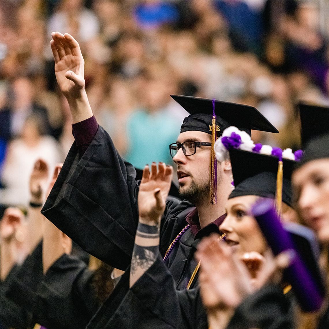University of Mary Hardin-Baylor graduates celebrate their commencement ceremony Dec. 3 at the Bell County Expo Center in Belton. Courtesy photo