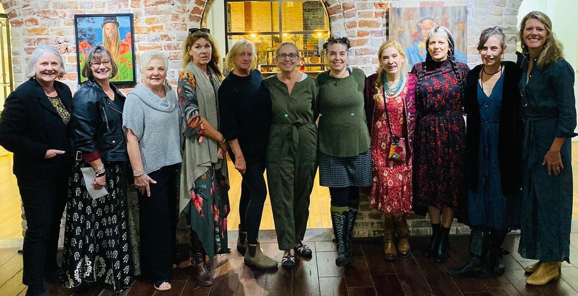 In the Anthropocene artists, (from left to right): Lisa Miller, Virginia Headley Maserang, Sue Bishop, Jo Snyder, Judy Blundell, Melanie Shaw, Sonia Colonna Mathis, Rachel Martin, Toni Ardizzone, Valerie Fowler and Samantha Melvin. (Not pictured): Deborah Carroll, Molly Mansfield, Rhea Pet...