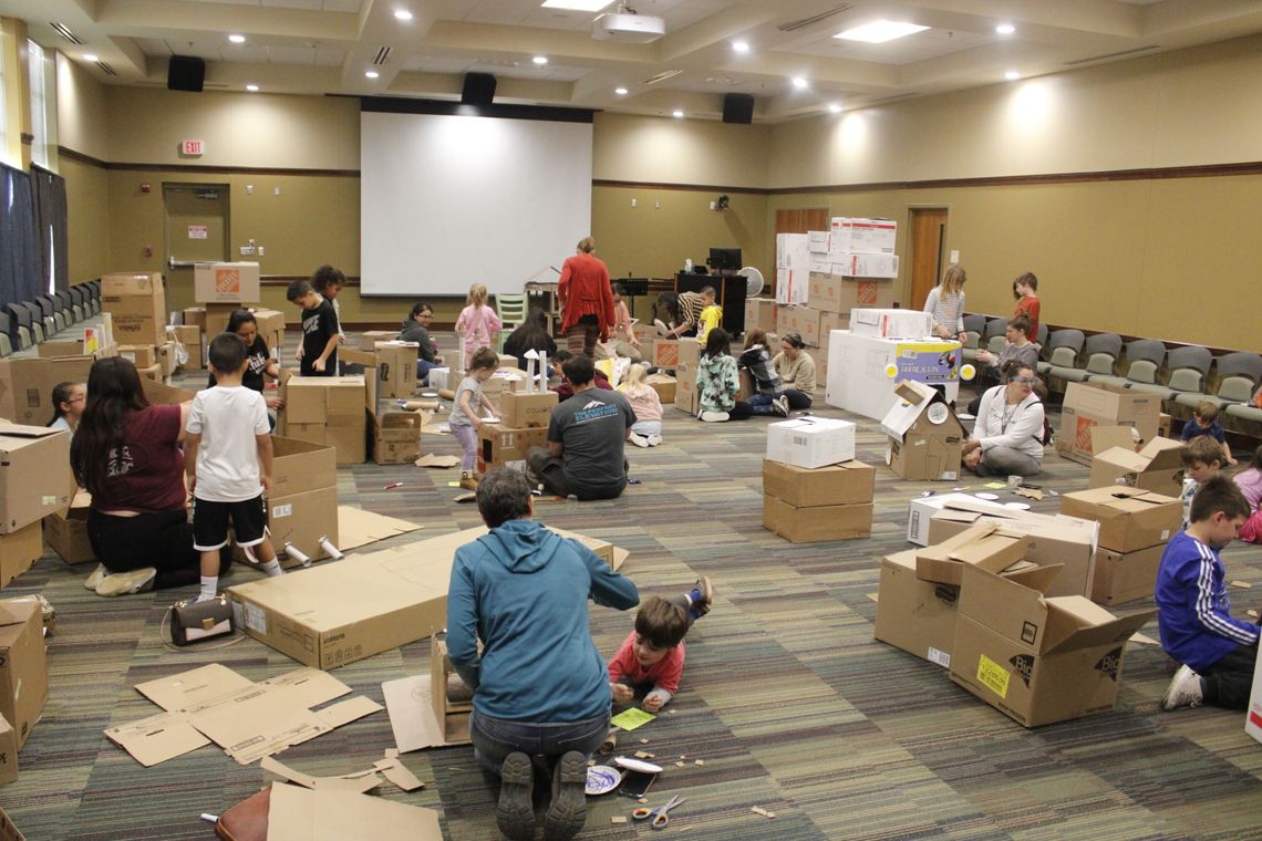 It was a cardboard kingdom as youngsters created houses, castles and cars during the spring break event.