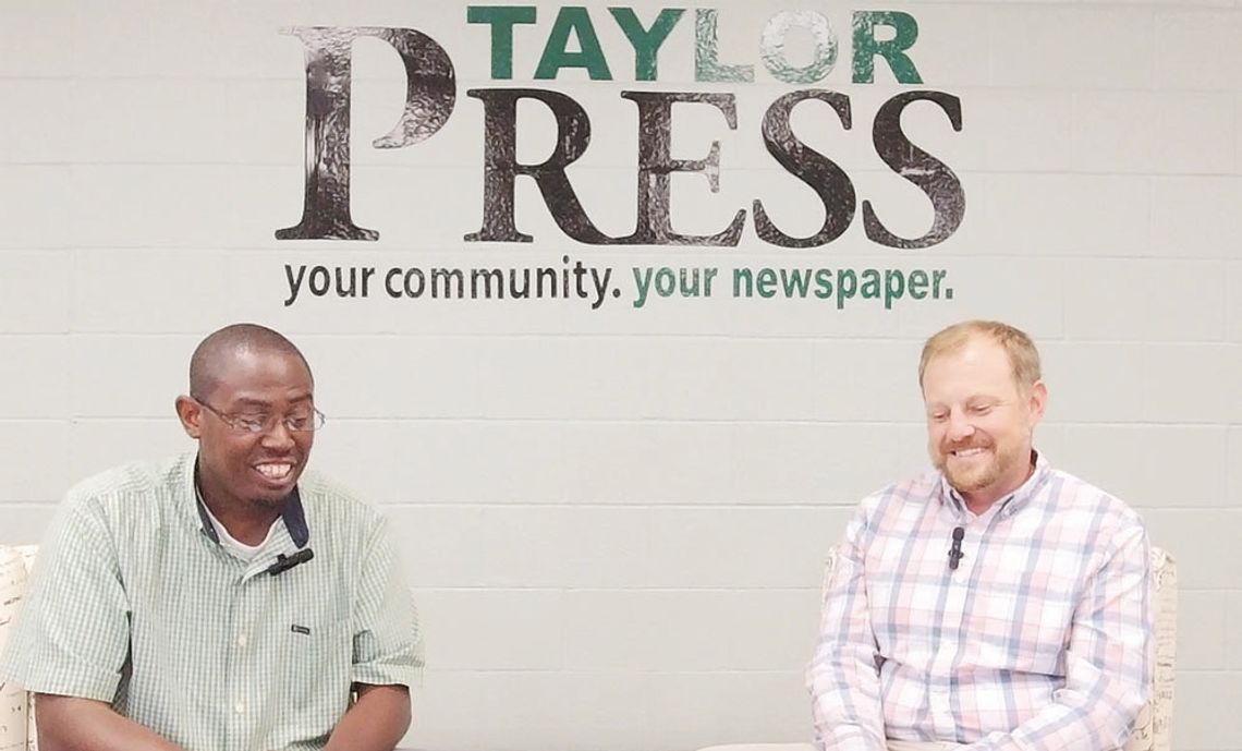 Tyler Bybee (right) talks about upgrades, new programs and more form Parks and Recreation during Taylor Talk with Jason Hennington (left).