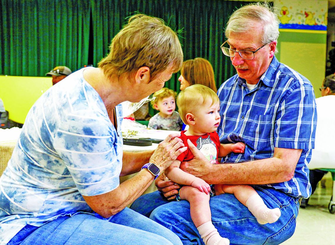 Jude Martin enjoys hosting her grandparents, Steve and Norma Marquart, at Taylor ISD’s Child Development Center.