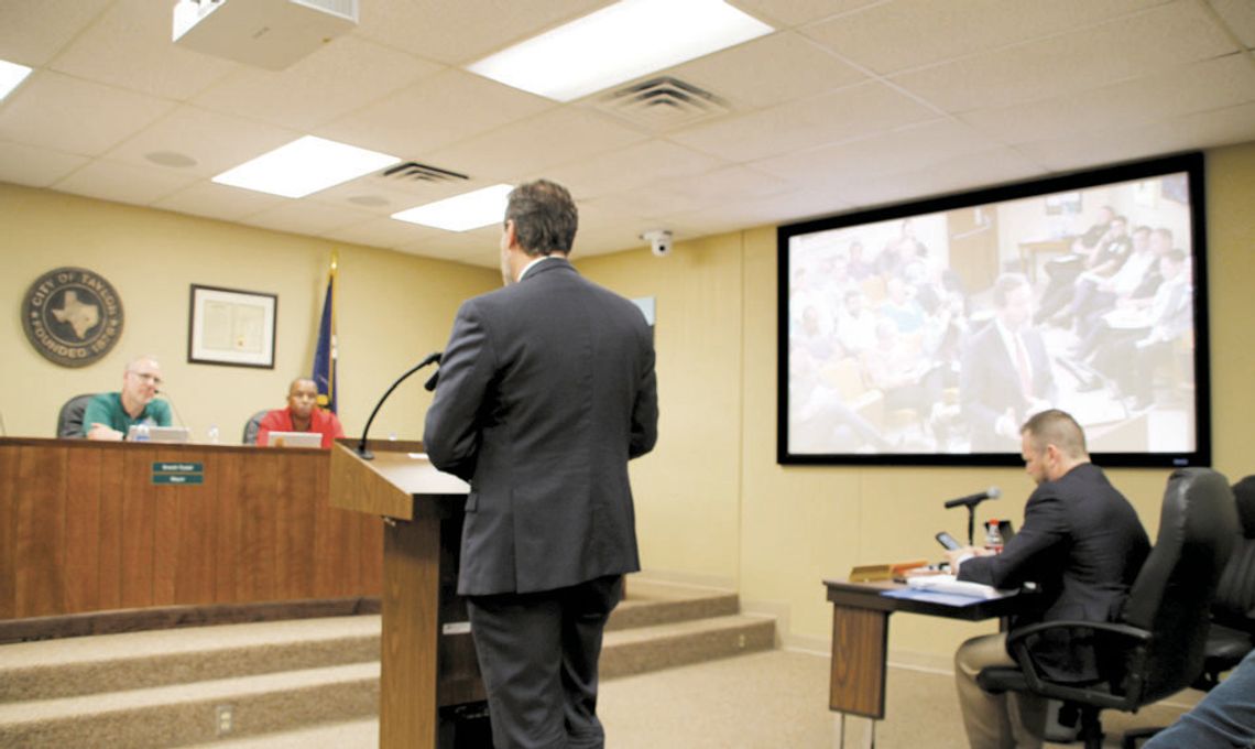 Focused Advocacy Partner and General Counsel Snapper Carr addresses the Taylor City Council March 9. Photo by Nicole Lessin